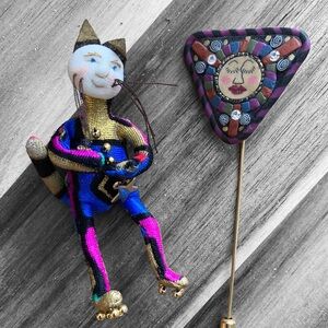 Vintage Dollface Cat Pin and Stickpin